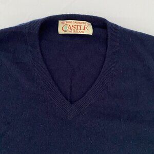 Castle of Ireland Men's navy cashmere sweater vest Size 42, quiet luxury classic